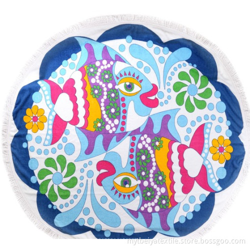 100% Cotton Printed Round Beach Towel